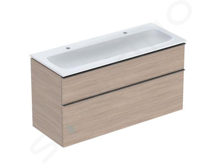 Geberit iCon - Meuble avec double lavabo, 118x48x63 cm, 2 tiroirs, KeraTect, chêne 502.334.JH.1