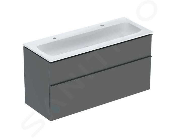 Geberit iCon - Mobiletto con lavabo doppio, 118x48x63 cm, 2 cassetti, KeraTect, lava 502.334.JK.1