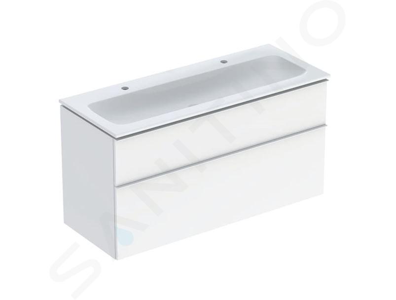 Geberit iCon - Dulap cu lavoar dublu, 12x5x6 cm, 2 sertare, KeraTect, alb lucios 502.334.01.1