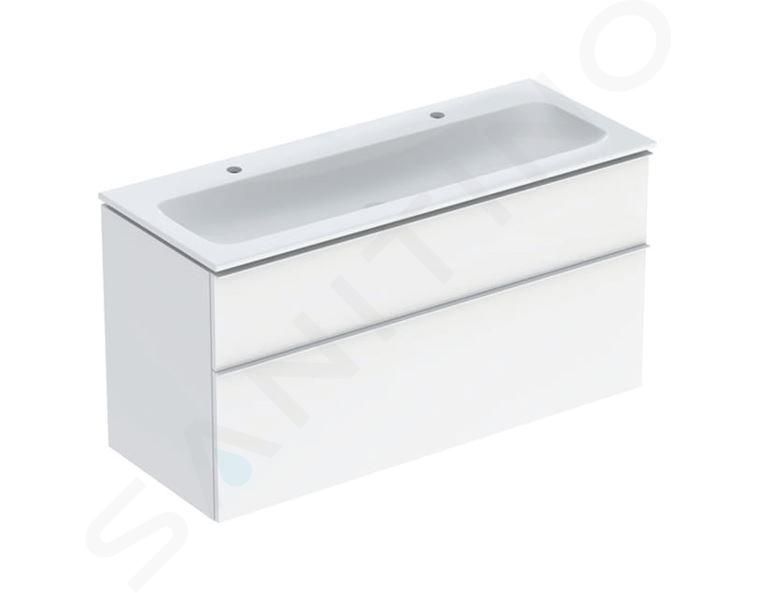 Geberit iCon - Meuble avec double lavabo, 118x48x63 cm, 2 tiroirs, blanc brillant 502.338.01.1