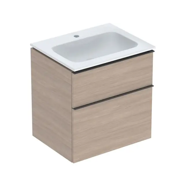 Geberit iCon - Mobiletto con lavabo, 60x48x63 cm, 2 cassetti, rovere 502.335.JH.1