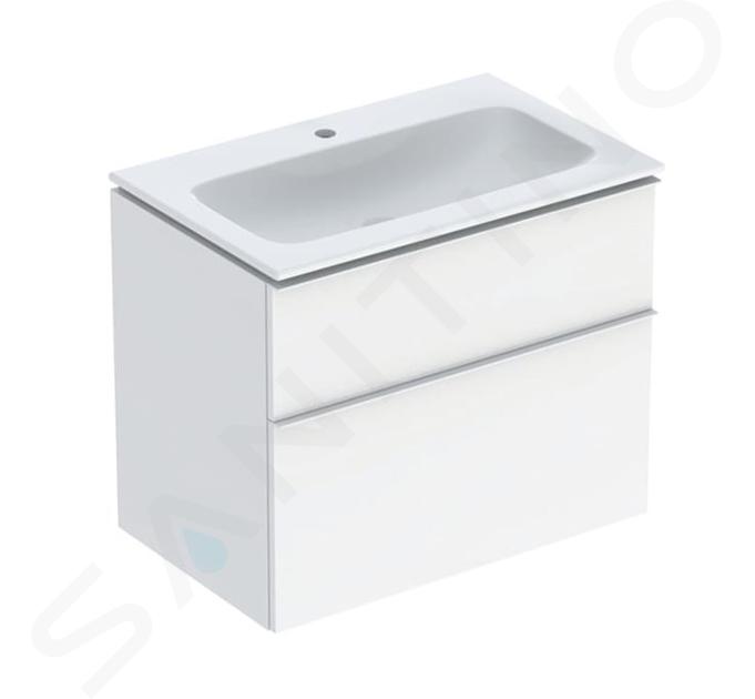 Geberit iCon - Mueble con lavabo, 75x48x63 cm, 2 cajones, KeraTect, blanco brillante 502.332.01.1