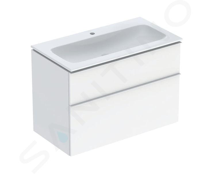 Geberit iCon - Dulap cu lavoar, 90x48x63 mm, 2 sertare, KeraTect, alb lucios 502.333.01.1