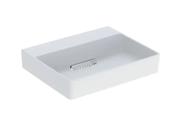 Geberit ONE - Lavoar cu montaj pe blat 50x41x14 cm, preaplin ascuns, fără orificiu pentru baterie, scurgere orizontală, alb mat 505.025.00.1