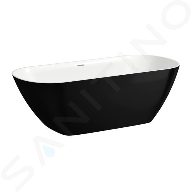 Laufen Lua - freistehende Badewanne, 170x75 cm, ClickClack, schwarz/weiß H2200820640001