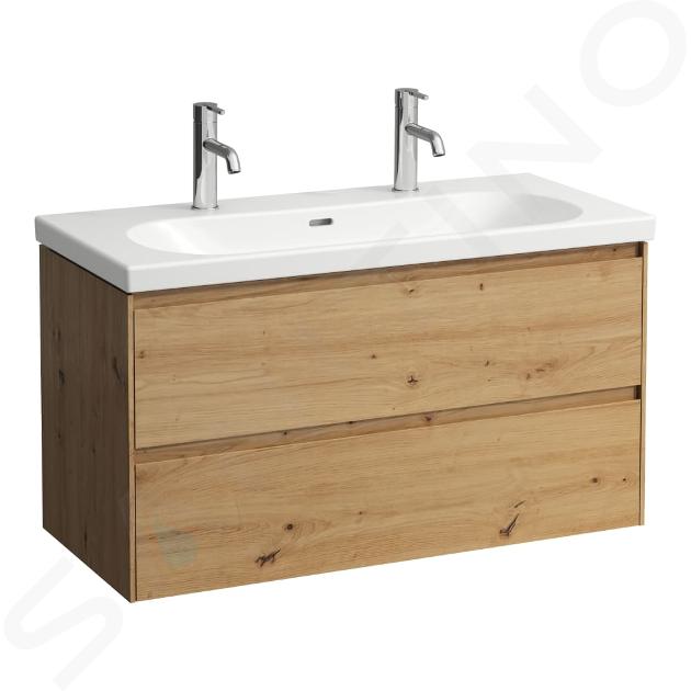 Laufen Lani - Wastafelonderkast, 98x45x52 cm, 2 laden, eiken H4035621122671