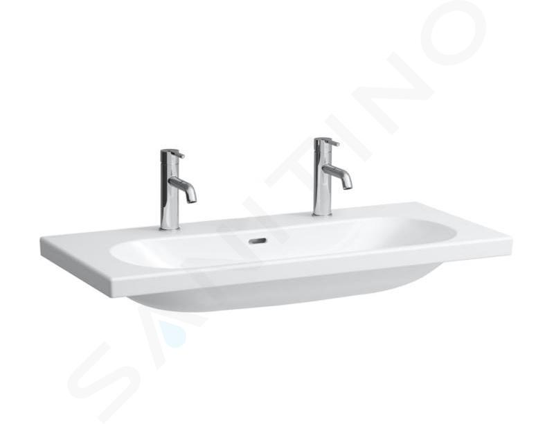 Laufen Lua - Lavabo doble de mueble 46x100 cm, con rebosadero, 2 orificios para grifo, blanco H8100890001071