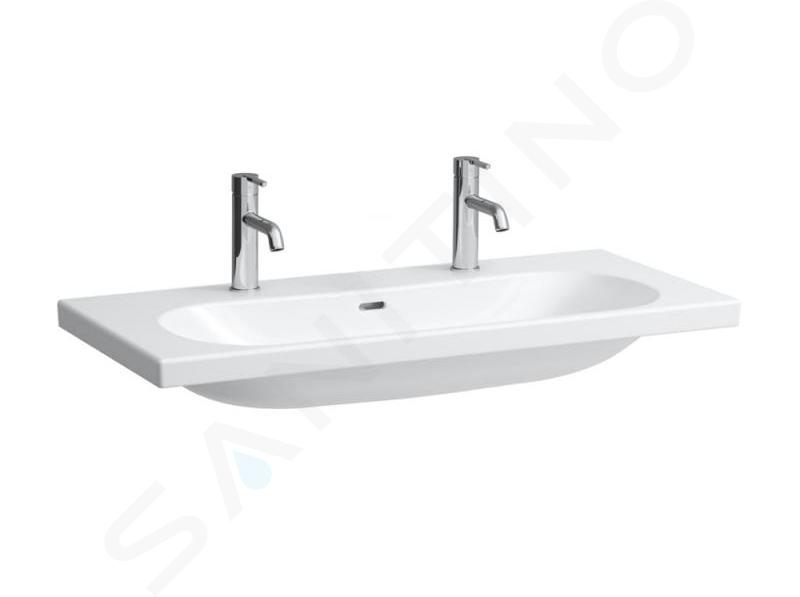 Laufen Lua - Lavabo doppio da mobile 46x100 mm, con troppopieno, 2 fori per miscelatore, LCC, bianco H8100894001071