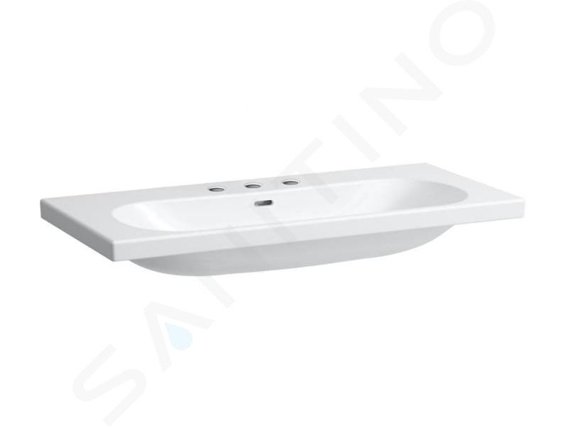 Laufen Lua - Lavabo de meuble 46x100 cm, avec trop-plein, 3 trous pour robinetterie, blanc H8100890001081