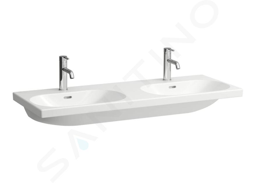 Laufen Lua - Lavabo doppio da mobile 46x120 mm, con troppopieno, 2 fori per miscelatore, bianco H8140810001041