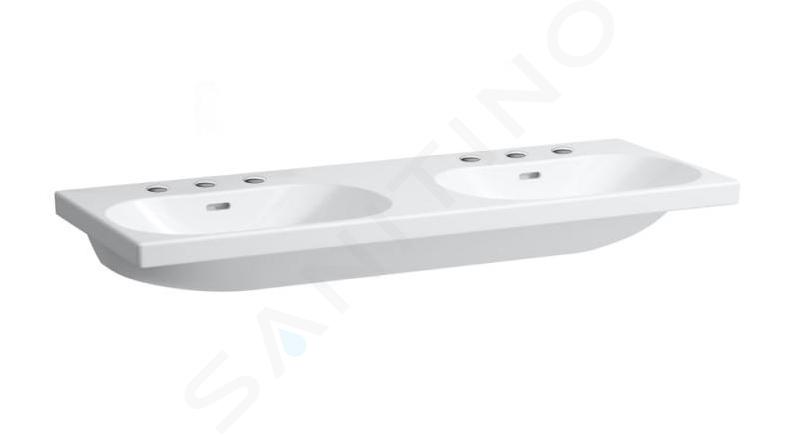 Laufen Lua - Double lavabo de meuble 46x120 cm, avec trop-plein, trous pour robinetterie, blanc H8140810001081