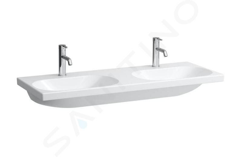 Laufen Lua - Double lavabo de meuble 46x120 cm, sans trop-plein, 2 trous pour robinetterie, blanc H8140810001561