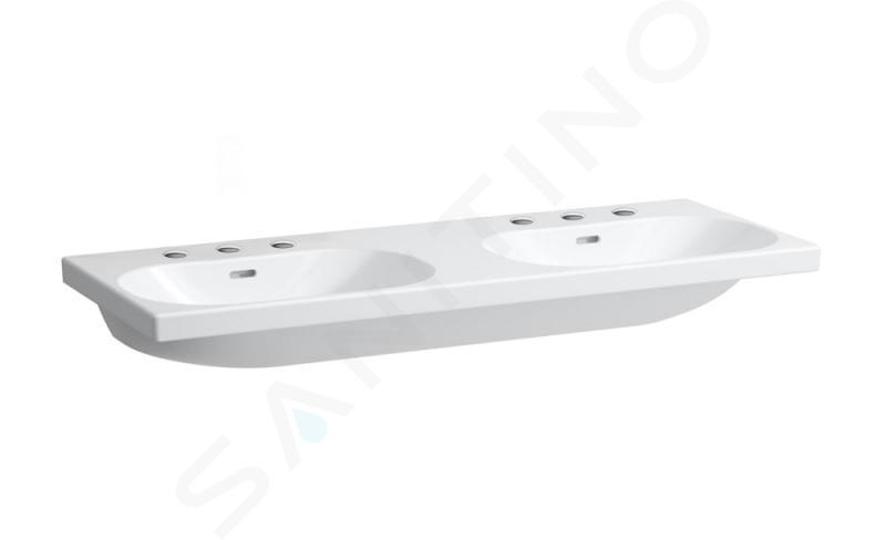 Laufen Lua - Lavabo doble para mueble 46x120 cm, sin rebosadero, orificios para grifo, LCC, blanco H8140814001581