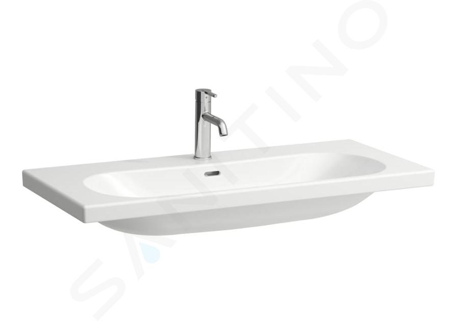 Laufen Lua - Lavoar pe mobilier 100x46 cm, cu preaplin, orificiu pentru baterie, alb H8160890001041