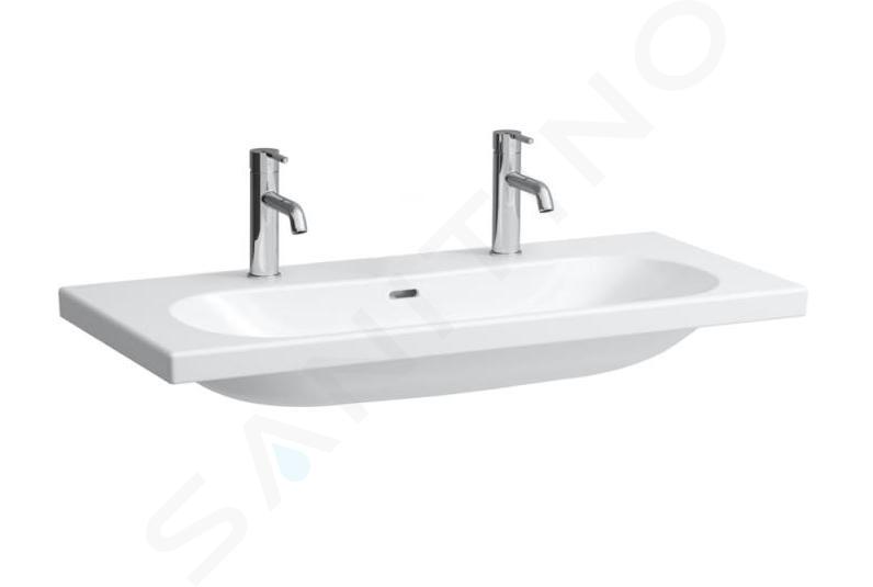 Laufen Lua - Lavabo doppio da mobile 100x46 mm, con troppopieno, 2 fori per miscelatore, bianco H8160890001071