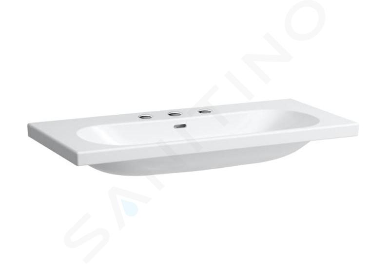 Laufen Lua - Lavabo de mueble 100x46 cm, con rebosadero, 3 orificios para grifo, blanco H8160890001081