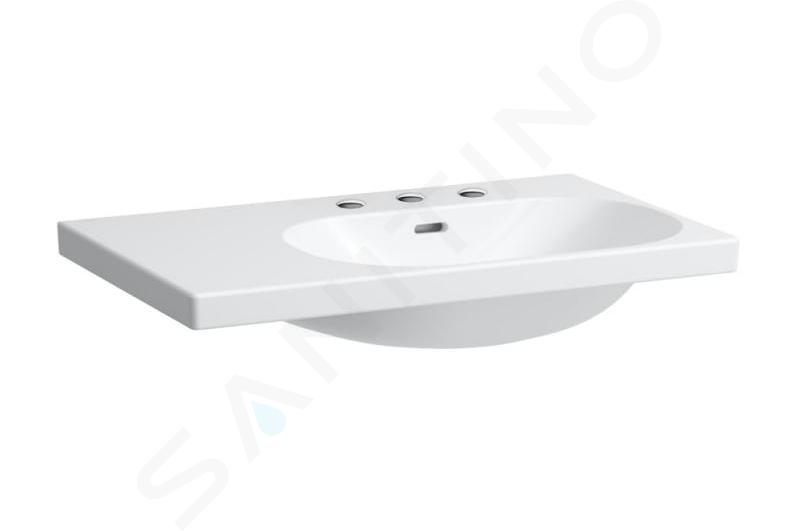 Laufen Lua - Lavabo da mobile 8x5 cm, con troppopieno, 3 fori per miscelatore, LCC, bianco H8170854001081