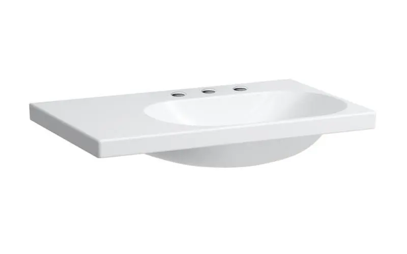 Laufen Lua - Lavabo da mobile 8x5 cm, senza troppopieno, 3 fori per miscelatore, LCC, bianco H8170854001581
