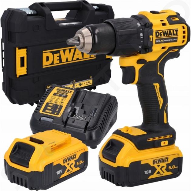 DeWALT Náradie - 18V AKU vŕtačka s príklepom, 2x aku 5,0 Ah Li-Ion XR, nabíjačka DCD709P2T