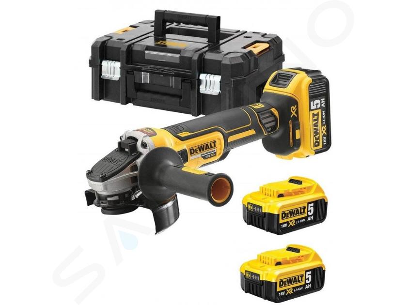 DeWALT Herramientas - Amoladora angular 18V AKU 125 mm, 3x batería 5,0 Ah XR, cargador DCG405P3