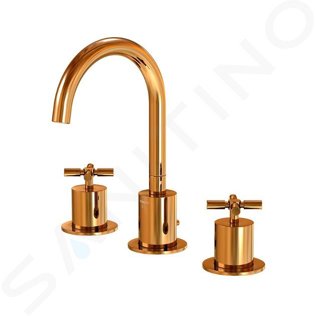 Steinberg 250 - Grifo de lavabo, con desagüe, instalación de 3 orificios, oro rosa 250 2000 RG