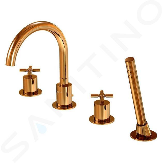 Steinberg 250 - Grifo de 4 orificios para borde de bañera, oro rosa 250 2400 RG