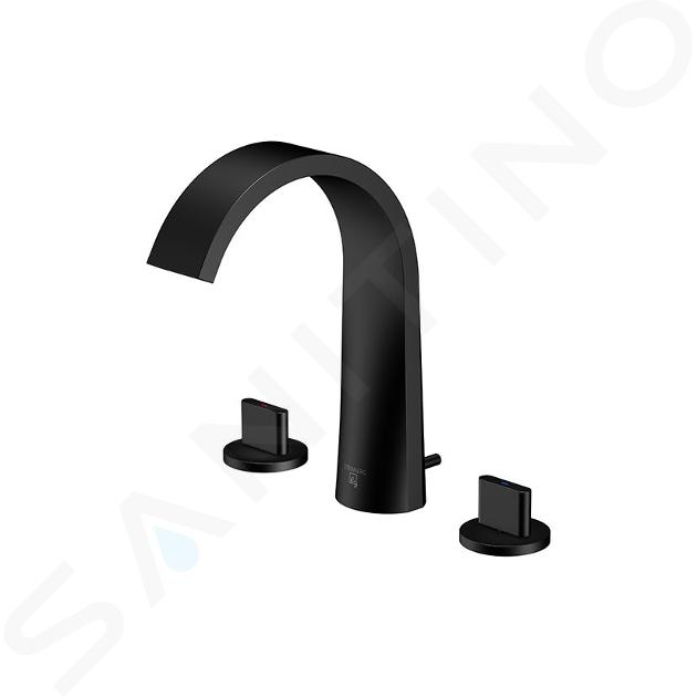 Steinberg 280 - Grifo de lavabo, con desagüe, montaje de 3 orificios, negro 280 2000 S