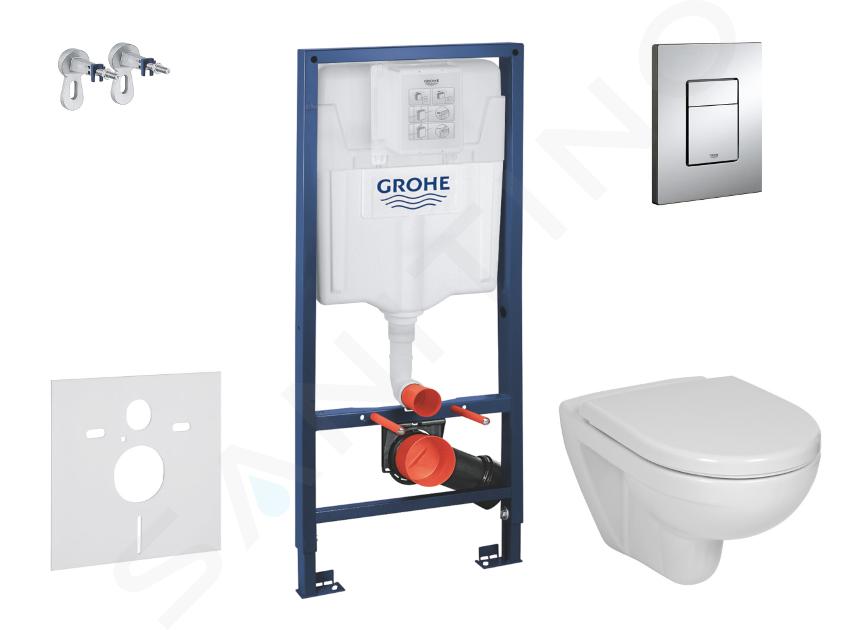 Grohe Rapid SL - Set voorwandmontage, toilet en zitting Jika Lyra Plus, bedieningsplaat Skate Cosmopolita, chroom 38528SET-KJ2