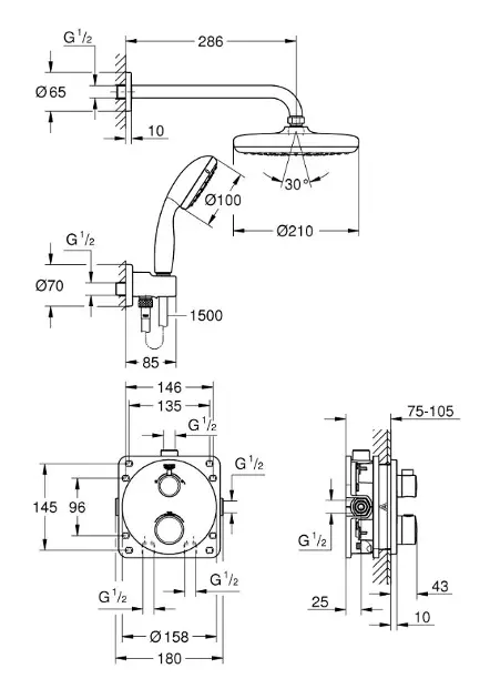 Grohe Precision Trend - Grifo termostático de ducha, cromo