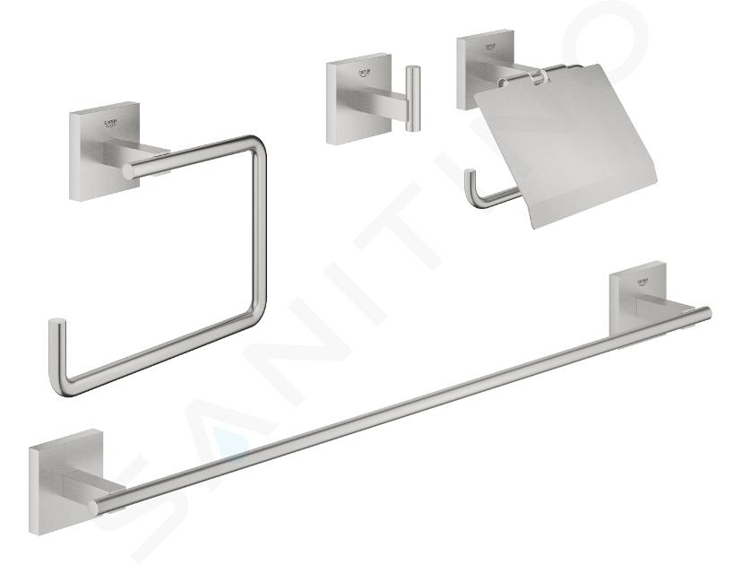 Grohe QuickFix Start Cube - Set de accesorios de baño 4 en 1, supersteel 41115DC0