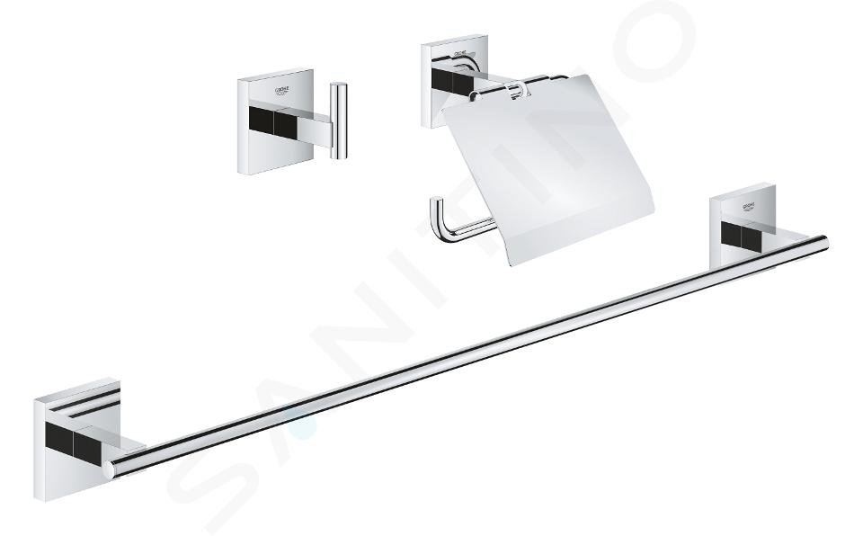 Grohe QuickFix Start Cube - Set de accesorios de baño 3 en 1, cromo 41124000