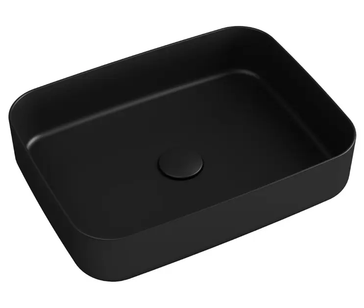 E-shop Sapho Isvea Infinity - Umývadlo na dosku, 50x36 cm, bez prepadu, bez otvoru na batériu, matná čierna 10NF65050-2N