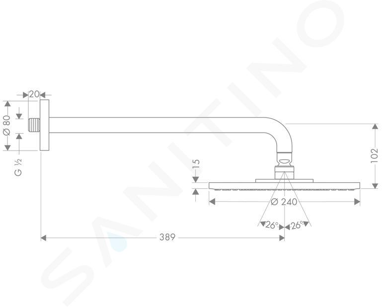 Hansgrohe Raindance - Rociador de ducha S 240 Air 1 jet con brazo de ducha  390 mm, cromo 27474000