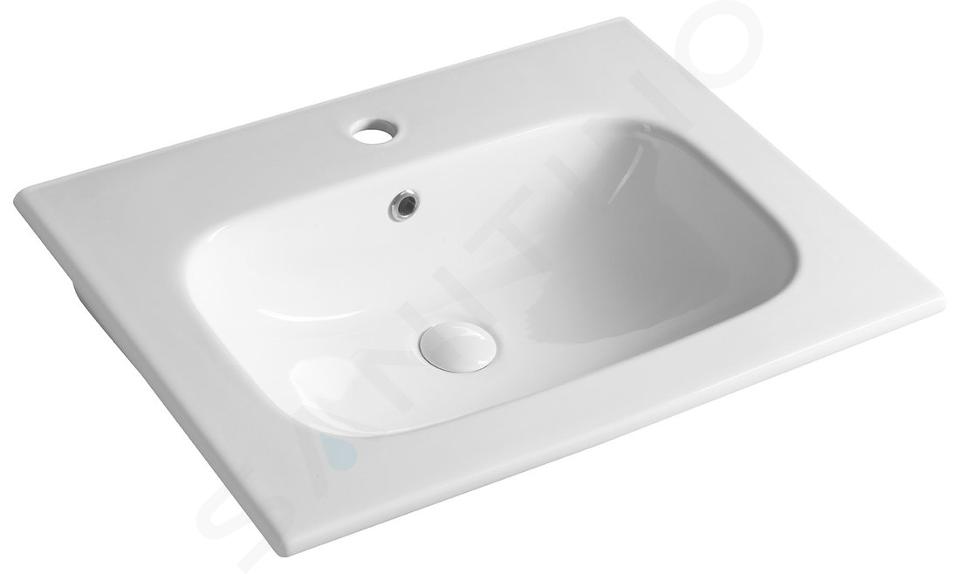 Sapho Sanovit Piedra - Lavabo de mueble 61x47 cm, con rebosadero, orificio para grifo, blanco 43061