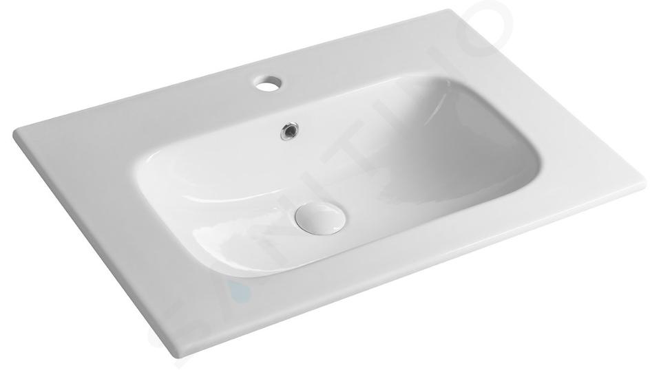 Sapho Sanovit Piedra - Lavabo da mobile 71x47 cm, con troppopieno e foro per miscelatore, bianco 43071