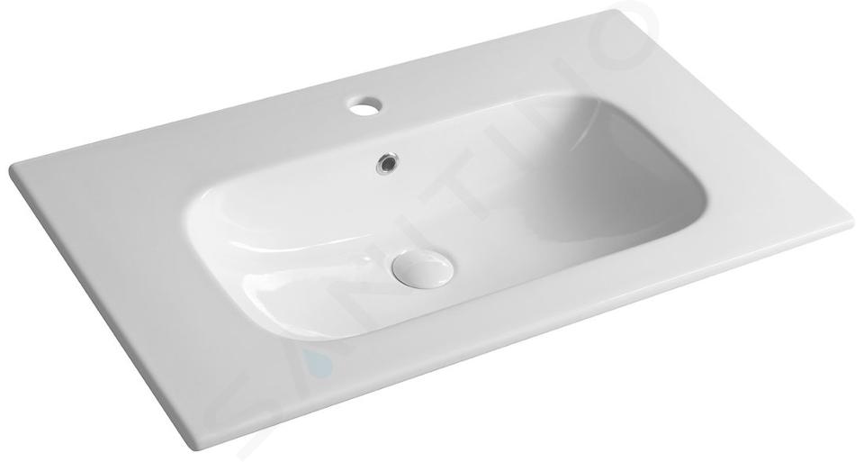 Sapho Sanovit Piedra - Lavabo de mueble 81x47 cm, con rebosadero, orificio para grifo, blanco 43081