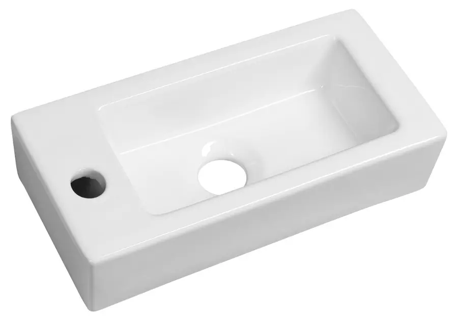 Sapho Small - Lavoar, 37x18 cm, fără preaplin, orificiu pentru baterie în stânga, alb AR496