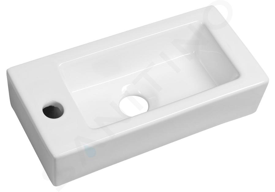 Sapho Small - Lave-mains 37x18 cm, sans trop-plein, trou pour robinetterie à gauche, blanc AR496