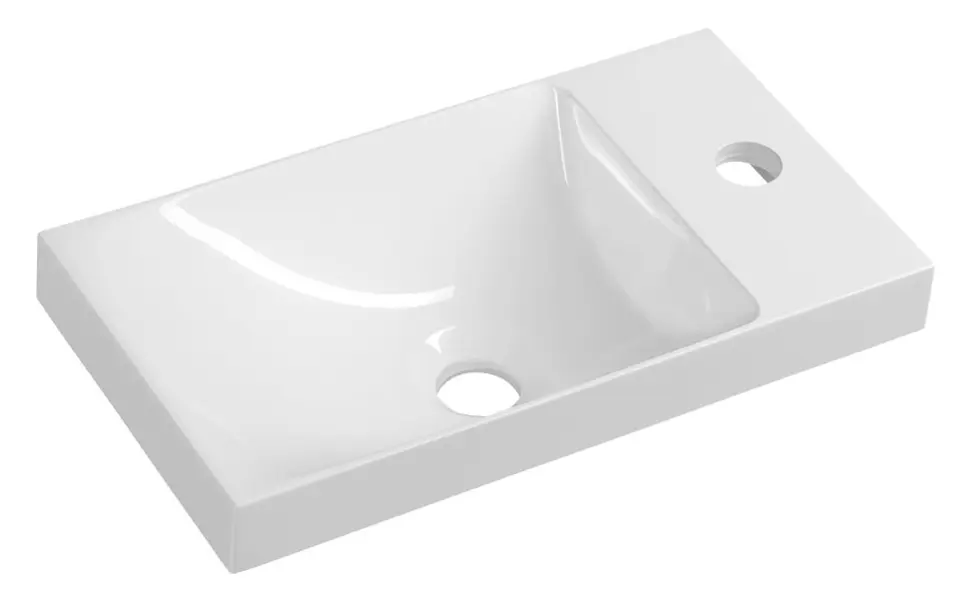 Sapho Agos - Lavamanos de 40 x 22 cm, sin rebosadero, orificio para grifo, I/D, blanco AS400