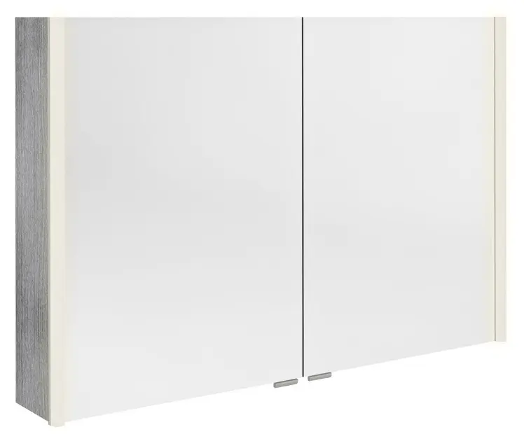 Sapho Alix - Spiegelschrank mit LED-Beleuchtung, 106 x 70 x 18 cm, 2 Türen, Eiche silber AX106-0011