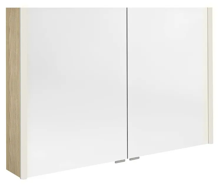 Sapho Alix - Spiegelschrank mit LED-Beleuchtung, 106 × 70 × 18 cm, 2 Türen, Bardini Ulme AX106-0013