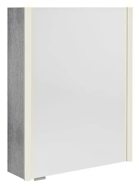 Sapho Alix - Ogledalo ormarić s LED rasvjetom, 56 x 70 x 18 cm, 2 vrata, lijevo/desno, srebrni hrast AX156-0011
