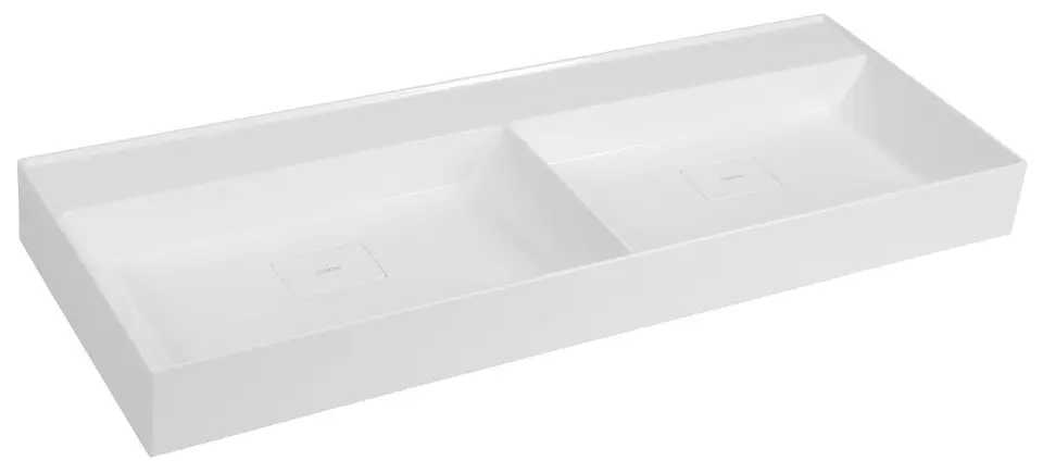 Sapho Godiva - Umywalka podwójna 119x44 cm, bez przelewu, bez otworu na baterię, biała GU119-0