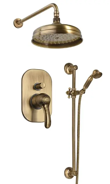 Sapho Kirké - Set doccia con miscelatore da incasso, con corpo, diametro 20 cm, bronzo KI42B-01