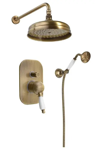 Sapho Kirké - Set doccia con miscelatore da incasso, con corpo, diametro 20 cm, bronzo/bianco KI42BB-01