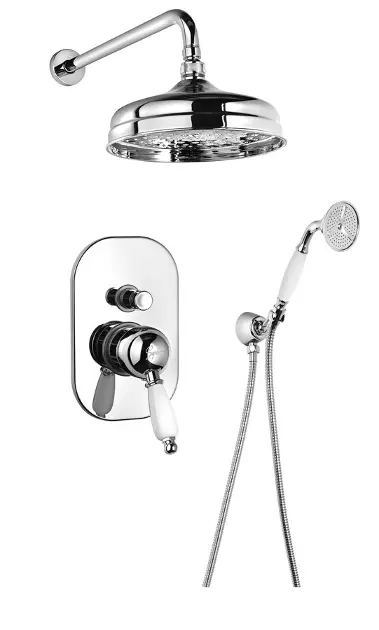 Sapho Kirké - Set doccia con miscelatore da incasso, con corpo, diametro 20 cm, cromo/bianco KI42BC-01