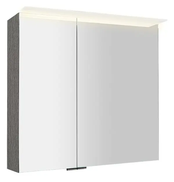Levně Sapho Linex - Zrcadlová skříňka s LED osvětlením 80x70x15 cm, 2x dvířka, dub stříbrný LX080-0011