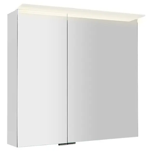 Sapho Linex - Vitrina s ogledalom i LED rasvjetom 80x70x15 cm, 2x vrata, bijela LX080-0030