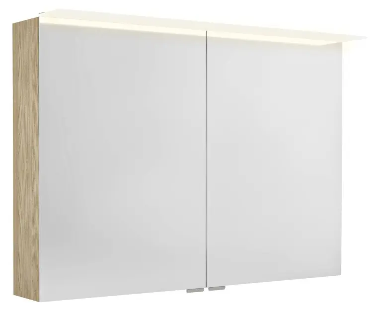 Sapho Linex - Vitrina s ogledalom s LED rasvjetom 100x70x15 cm, 2x vrata, bardini brijest LX100-0013