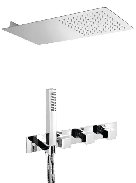 Sapho Docce - Set doccia termostatico ad incasso, con corpo, 50x22 cm, cromo MB453-01